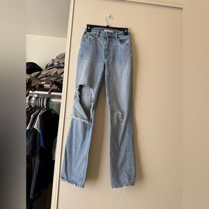 Abercrombie & Fitch Light Blue Distressed Straight Leg Jeans